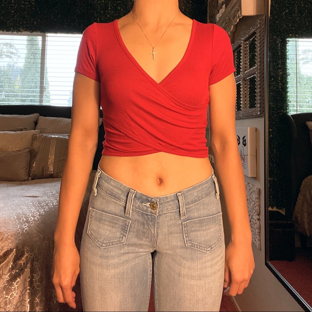 Red Basic Crop Top